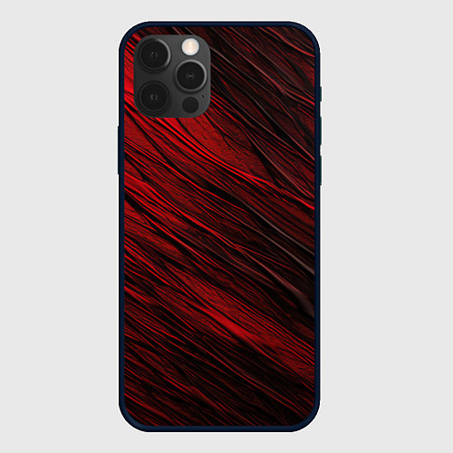 Чехол iPhone 12 Pro Max Black red texture / 3D-Черный – фото 1