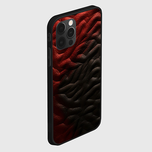 Чехол iPhone 12 Pro Max Красно черная волнистая текстура / 3D-Черный – фото 2