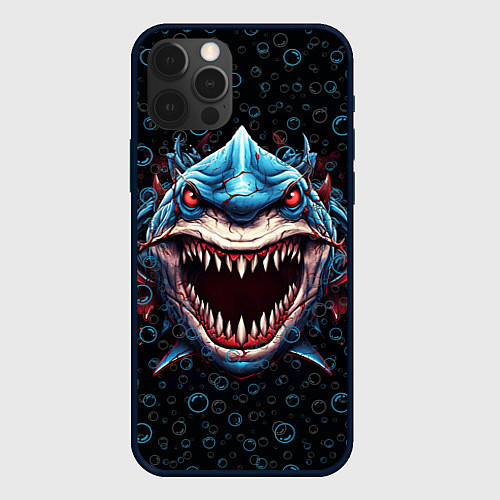 Чехол iPhone 12 Pro Max Evil shark / 3D-Черный – фото 1