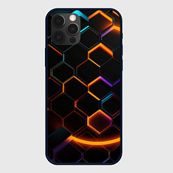 Чехол для iPhone 12 Pro Max Оранжевые неоновые плиты, цвет: 3D-черный