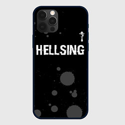 Чехол iPhone 12 Pro Max Hellsing glitch на темном фоне: символ сверху