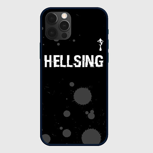 Чехол iPhone 12 Pro Max Hellsing glitch на темном фоне: символ сверху / 3D-Черный – фото 1