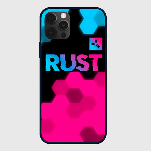 Чехол iPhone 12 Pro Max Rust - neon gradient: символ сверху / 3D-Черный – фото 1