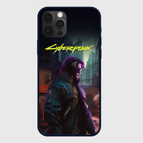 Чехол iPhone 12 Pro Max Cyberpunk 2077 - Keanu Reeves / 3D-Черный – фото 1