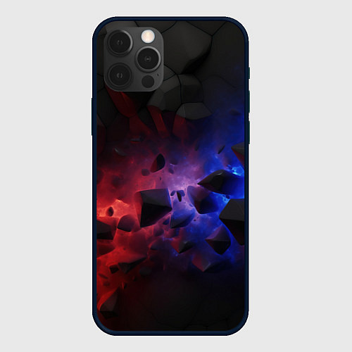 Чехол iPhone 12 Pro Max Синие и красные абстрактные элементы / 3D-Черный – фото 1