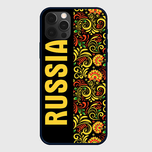 Чехол iPhone 12 Pro Max Russia хохлома / 3D-Черный – фото 1