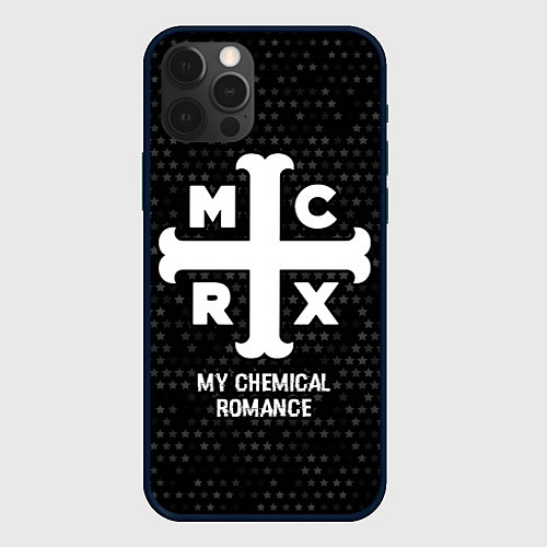 Чехол iPhone 12 Pro Max My Chemical Romance glitch на темном фоне / 3D-Черный – фото 1