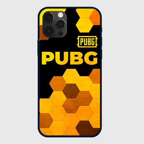 Чехол iPhone 12 Pro Max PUBG - gold gradient: символ сверху / 3D-Черный – фото 1