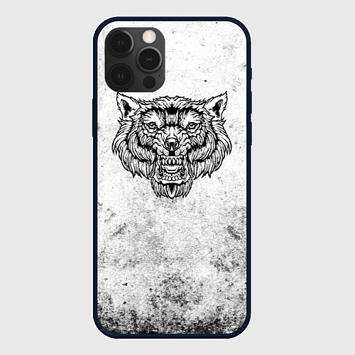 Чехол iPhone 12 Pro Max Черно-белый яростный волк / 3D-Черный – фото 1
