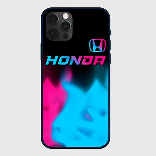 Чехол iPhone 12 Pro Max Honda - neon gradient: символ сверху / 3D-Черный – фото 1