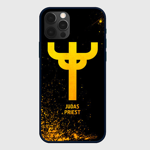 Чехол iPhone 12 Pro Max Judas Priest - gold gradient / 3D-Черный – фото 1