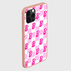 Чехол для iPhone 12 Pro Max Розовая шашка и Барби, цвет: 3D-светло-розовый — фото 2