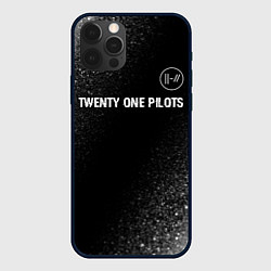 Чехол iPhone 12 Pro Max Twenty One Pilots glitch на темном фоне: символ св