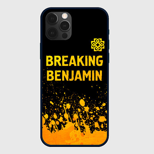 Чехол iPhone 12 Pro Max Breaking Benjamin - gold gradient: символ сверху / 3D-Черный – фото 1