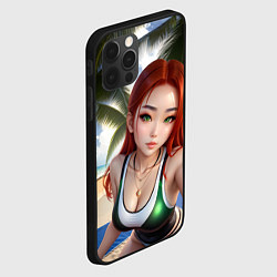 Чехол для iPhone 12 Pro Max Девушка с рыжими волосами на пляже, цвет: 3D-черный — фото 2