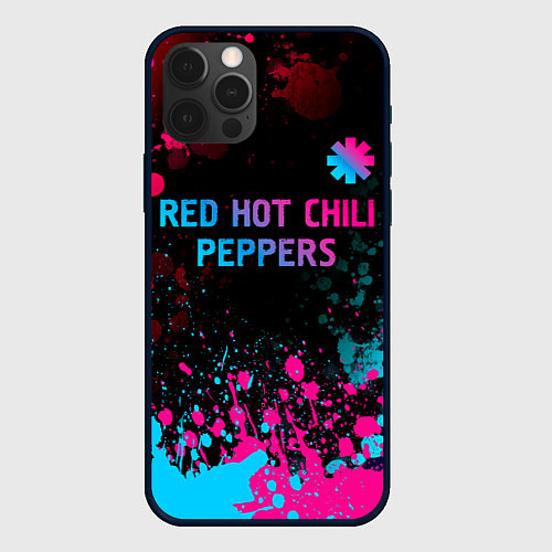 Чехол iPhone 12 Pro Max Red Hot Chili Peppers - neon gradient: символ свер / 3D-Черный – фото 1