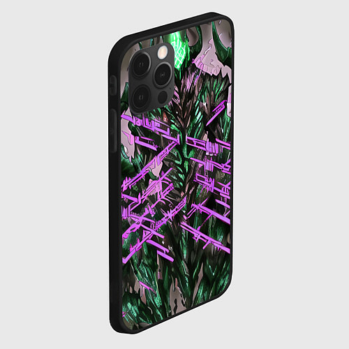 Чехол iPhone 12 Pro Max Фиолетовый элементаль киберпанк / 3D-Черный – фото 2