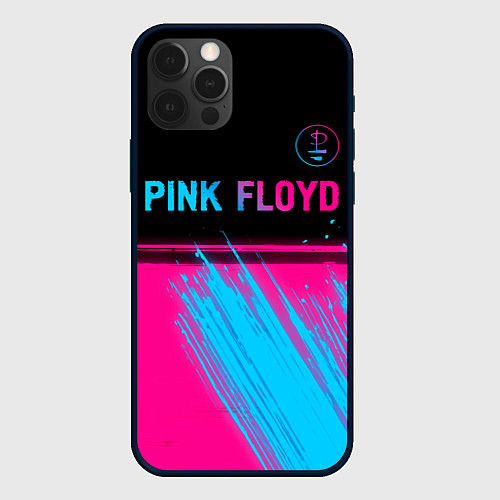 Чехол iPhone 12 Pro Max Pink Floyd - neon gradient: символ сверху / 3D-Черный – фото 1