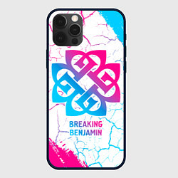 Чехол для iPhone 12 Pro Max Breaking Benjamin neon gradient style, цвет: 3D-черный