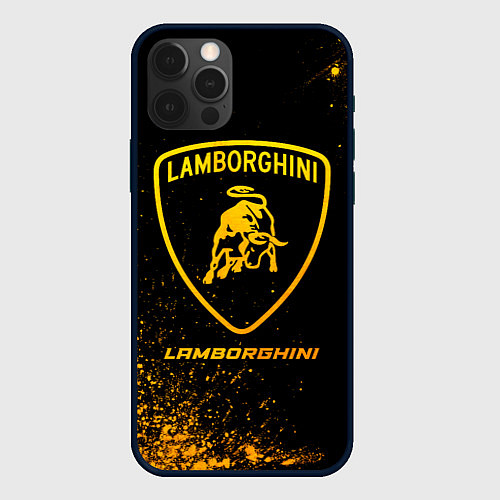 Чехол iPhone 12 Pro Max Lamborghini - gold gradient / 3D-Черный – фото 1