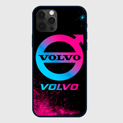 Чехол iPhone 12 Pro Max Volvo - neon gradient / 3D-Черный – фото 1