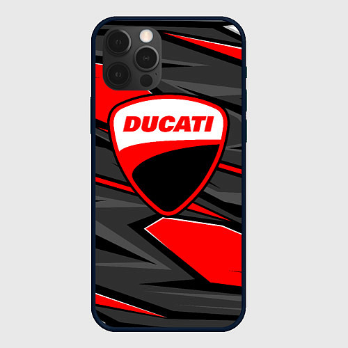 Чехол iPhone 12 Pro Max Ducati - red stripes / 3D-Черный – фото 1