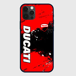 Чехол для iPhone 12 Pro Max Ducati - красная униформа с красками, цвет: 3D-черный