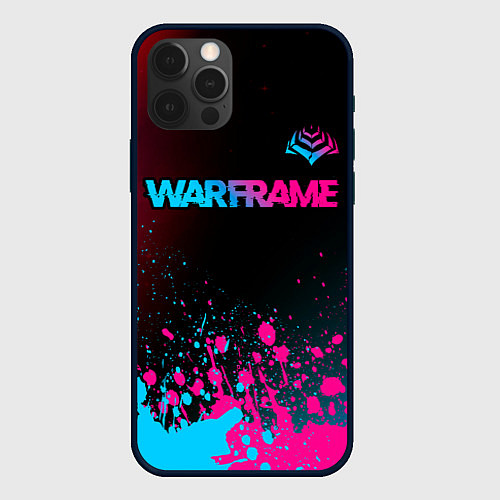 Чехол iPhone 12 Pro Max Warframe - neon gradient: символ сверху / 3D-Черный – фото 1