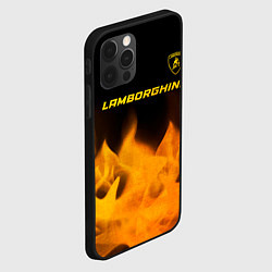 Чехол для iPhone 12 Pro Max Lamborghini - gold gradient: символ сверху, цвет: 3D-черный — фото 2