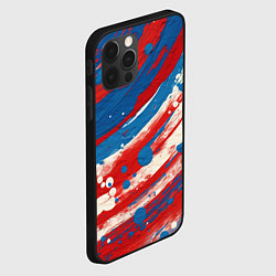 Чехол для iPhone 12 Pro Max Краски в цветах флага РФ, цвет: 3D-черный — фото 2