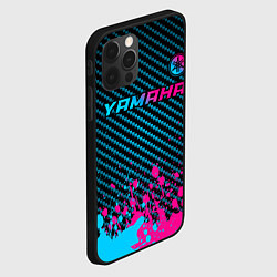 Чехол для iPhone 12 Pro Max Yamaha - neon gradient: символ сверху, цвет: 3D-черный — фото 2