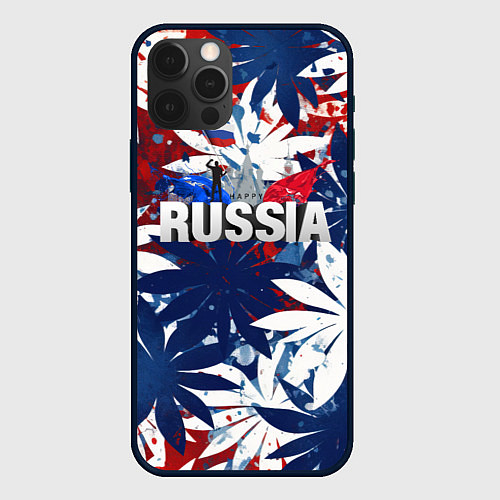 Чехол iPhone 12 Pro Max Russia лепестки / 3D-Черный – фото 1