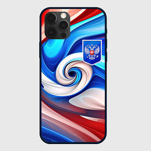 Чехол iPhone 12 Pro Max Абстракция герб России / 3D-Черный – фото 1