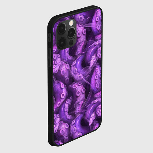 Чехол iPhone 12 Pro Max Фиолетовые щупальца и дым / 3D-Черный – фото 2