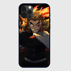 Чехол для iPhone 12 Pro Max Клинок рассекающий демонов Кёдзюро Рэнгоку, цвет: 3D-черный