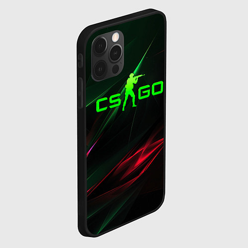 Чехол iPhone 12 Pro Max CSGO green logo / 3D-Черный – фото 2