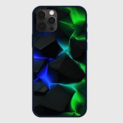 Чехол для iPhone 12 Pro Max Синие и зеленые плиты, цвет: 3D-черный