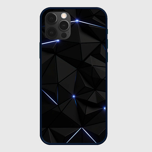 Чехол iPhone 12 Pro Max Свет через черные плиты / 3D-Черный – фото 1