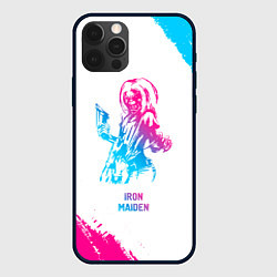 Чехол для iPhone 12 Pro Max Iron Maiden neon gradient style, цвет: 3D-черный