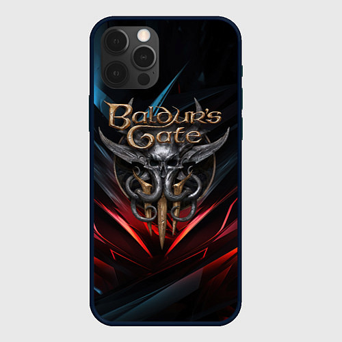 Чехол iPhone 12 Pro Max Baldurs Gate 3 dark logo / 3D-Черный – фото 1