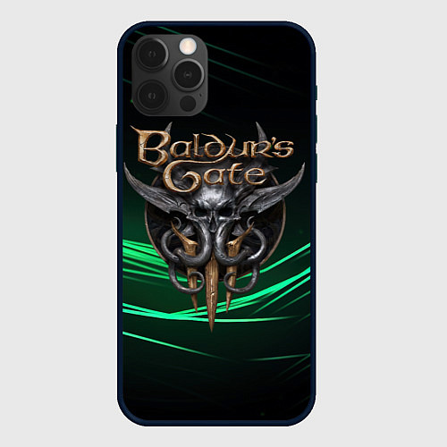 Чехол iPhone 12 Pro Max Baldurs Gate 3 dark green / 3D-Черный – фото 1