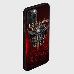 Чехол для iPhone 12 Pro Max Baldurs Gate 3 logo red, цвет: 3D-черный — фото 2