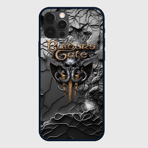 Чехол iPhone 12 Pro Max Baldurs Gate 3 logo dark / 3D-Черный – фото 1