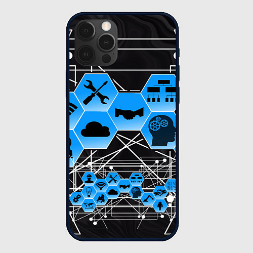 Чехол iPhone 12 Pro Max Виртуальный мир / 3D-Черный – фото 1