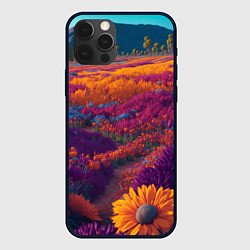 Чехол для iPhone 12 Pro Max Цветочный луг, цвет: 3D-черный