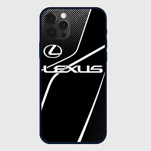 Чехол iPhone 12 Pro Max Lexus - white line / 3D-Черный – фото 1