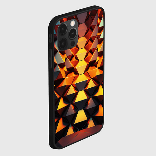 Чехол iPhone 12 Pro Max Объемные кубы полигон / 3D-Черный – фото 2