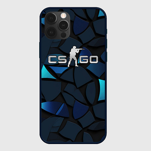 Чехол iPhone 12 Pro Max CS GO blue black elements / 3D-Черный – фото 1