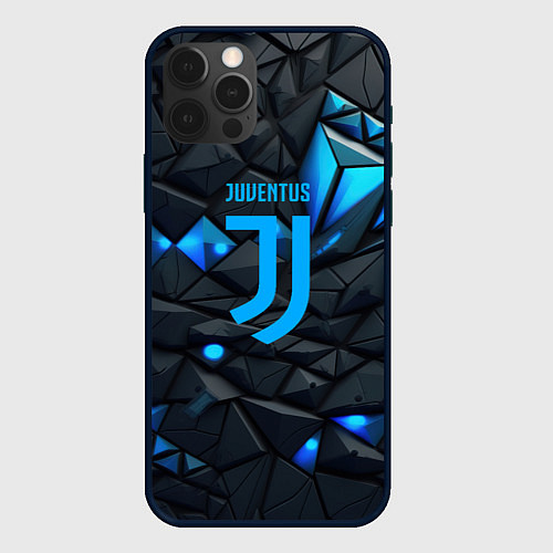 Чехол iPhone 12 Pro Max Blue logo Juventus / 3D-Черный – фото 1