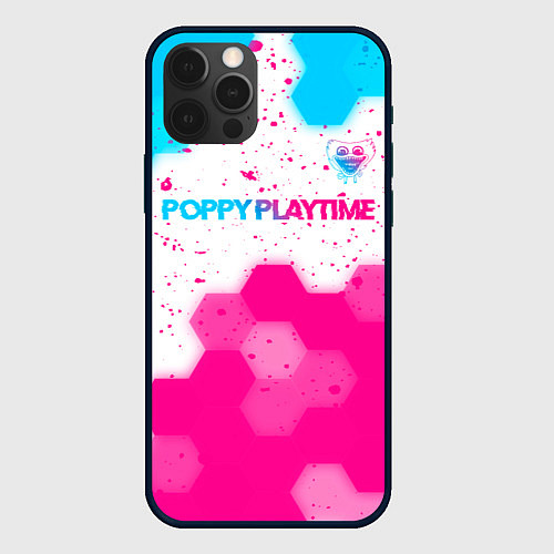 Чехол iPhone 12 Pro Max Poppy Playtime neon gradient style: символ сверху / 3D-Черный – фото 1